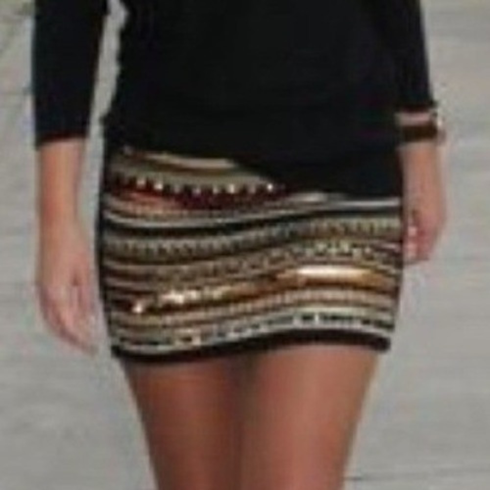 Rock & Republic Embellished Mini Skirt Sz 2 Glam Rock Mobster Wife Rock NEW